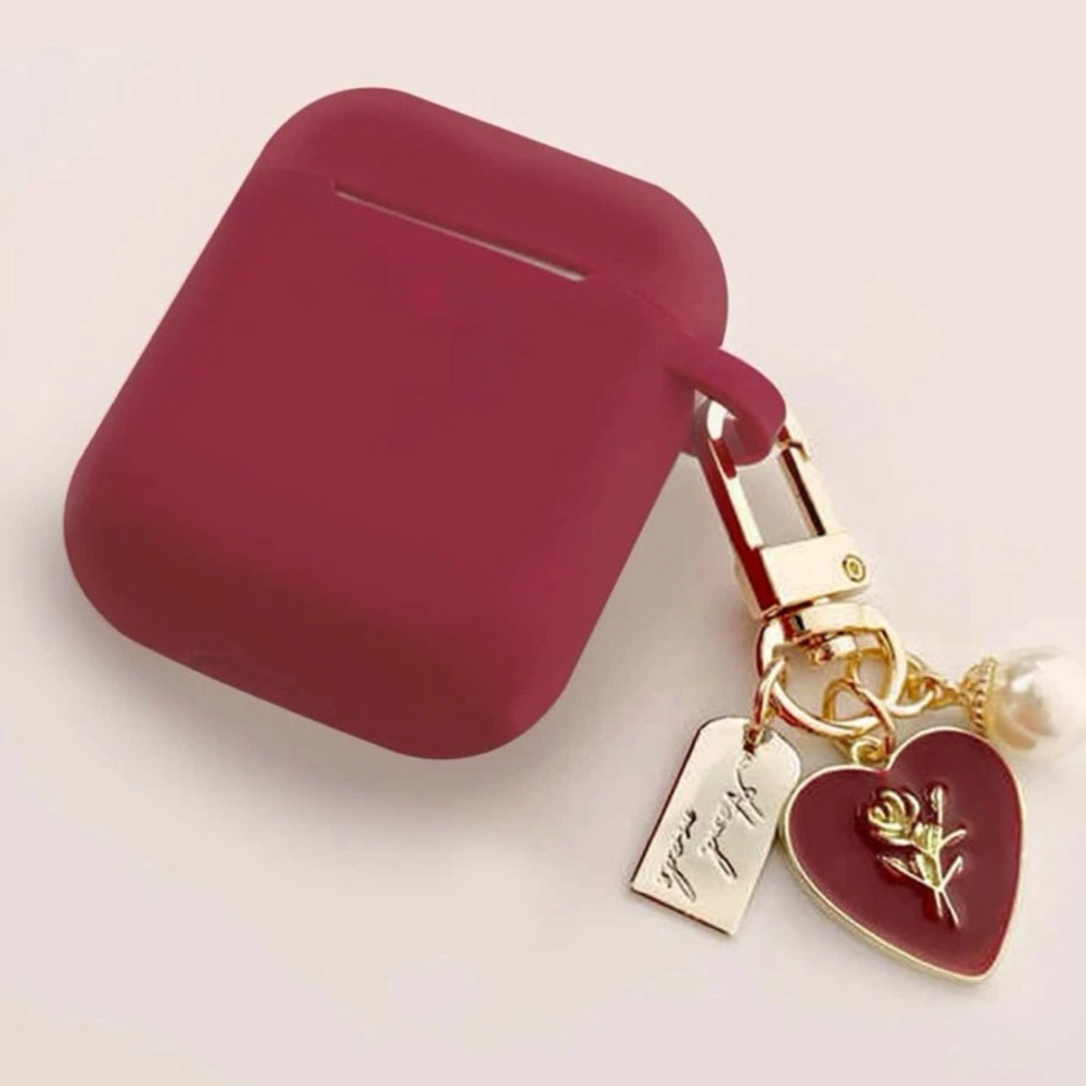 Red Heart Pendant Decor AirPod Case